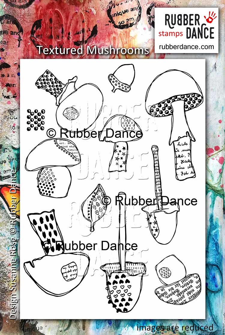 Art Journal Collage with Textured Mushrooms – Rubber Dance Art Stamps Blog