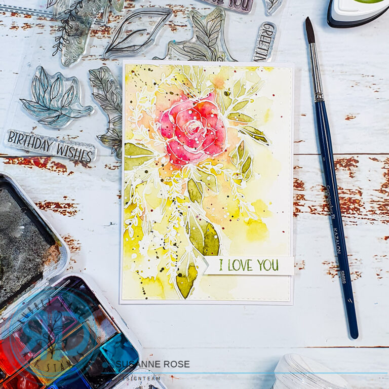 Watercolor Card with Sketchy Flowers – Rubber Dance Art Stamps Blog