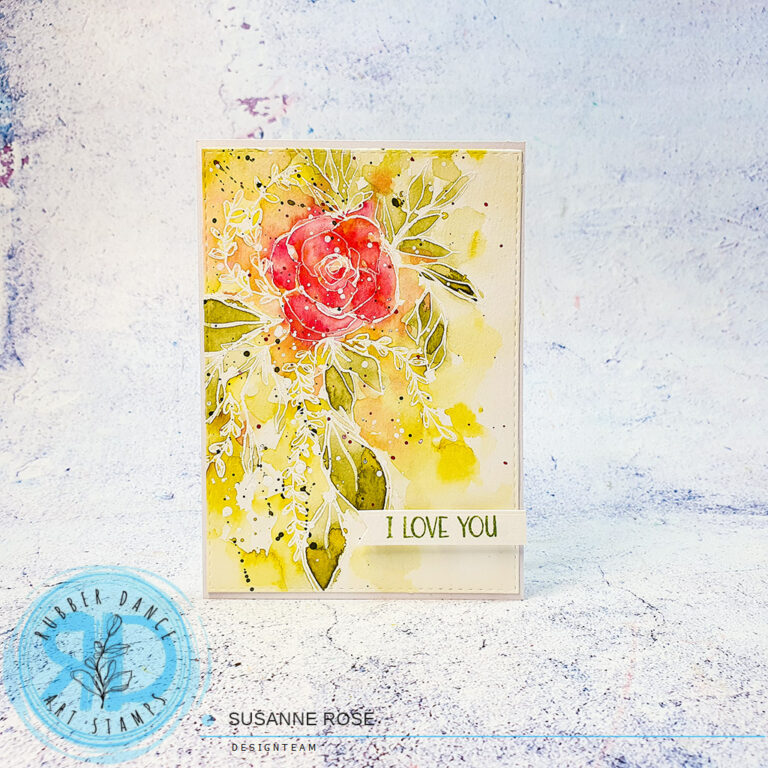 Watercolor Card with Sketchy Flowers – Rubber Dance Art Stamps Blog