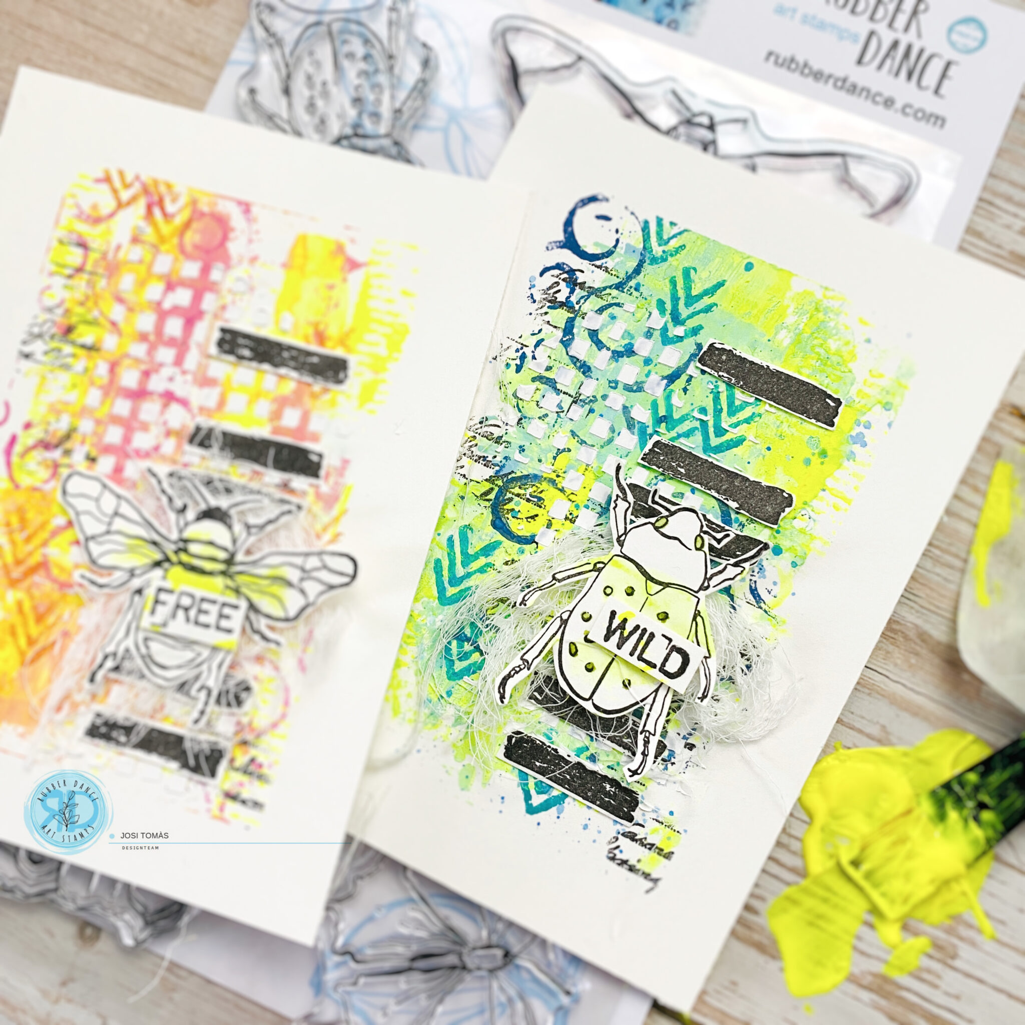Mixed Media Cards with Inky Friends – Rubber Dance Art Stamps Blog
