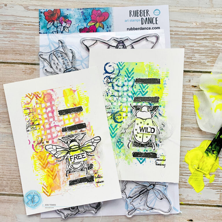 Mixed Media Cards with Inky Friends – Rubber Dance Art Stamps Blog