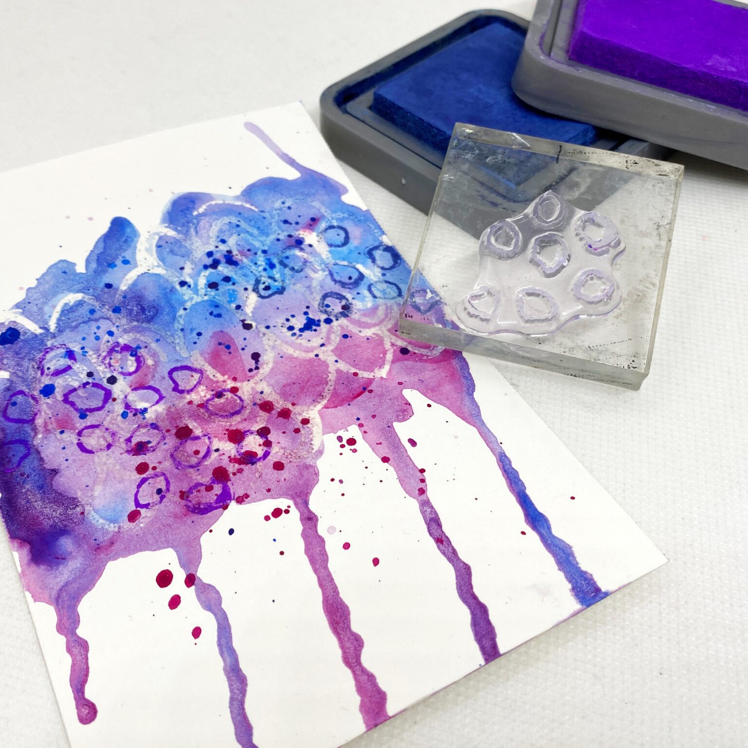 Mixed Media Card with Inky Friends – Rubber Dance Art Stamps Blog