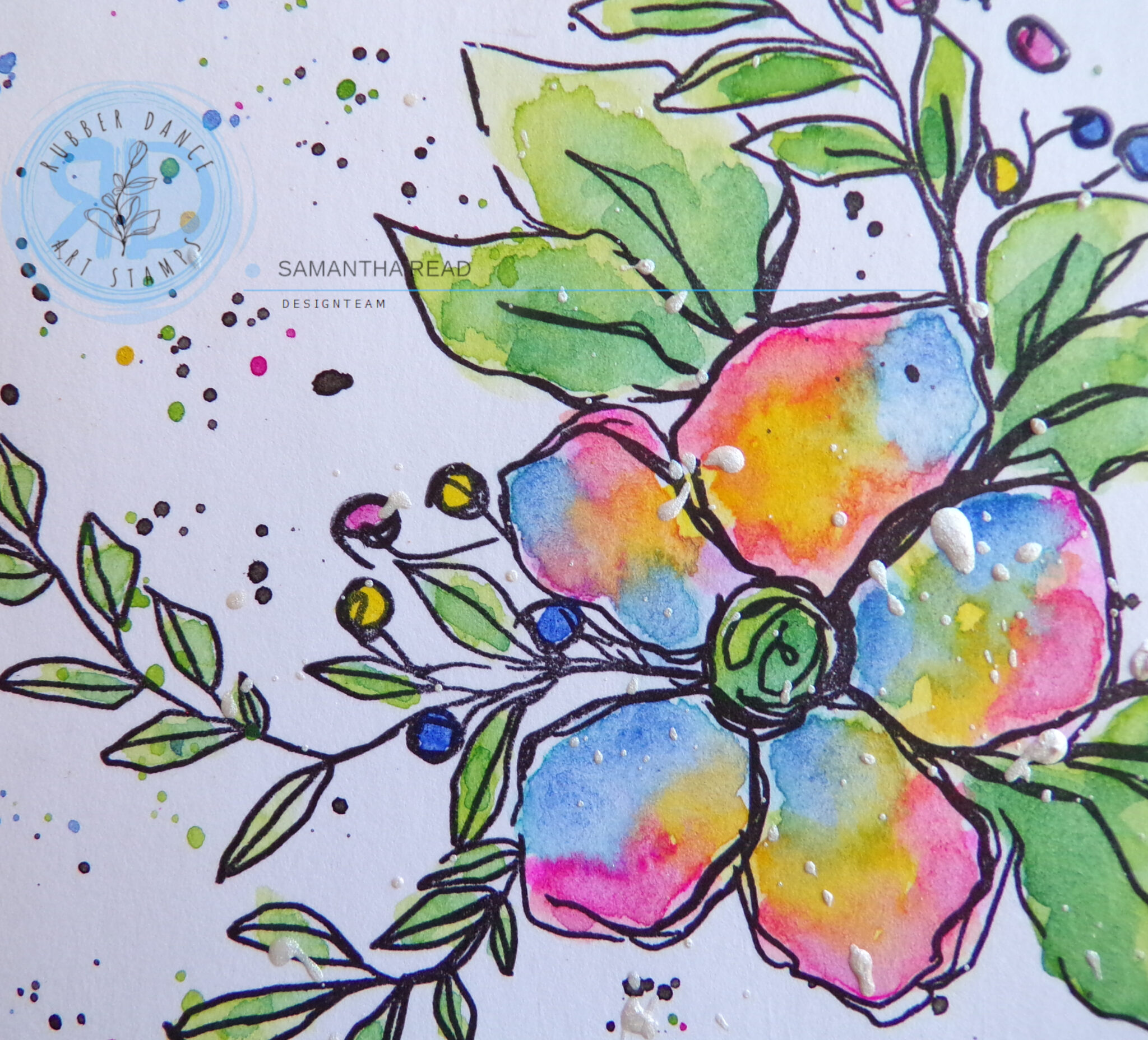 Birthday Wishes with Sketchy Flowers – Rubber Dance Art Stamps Blog