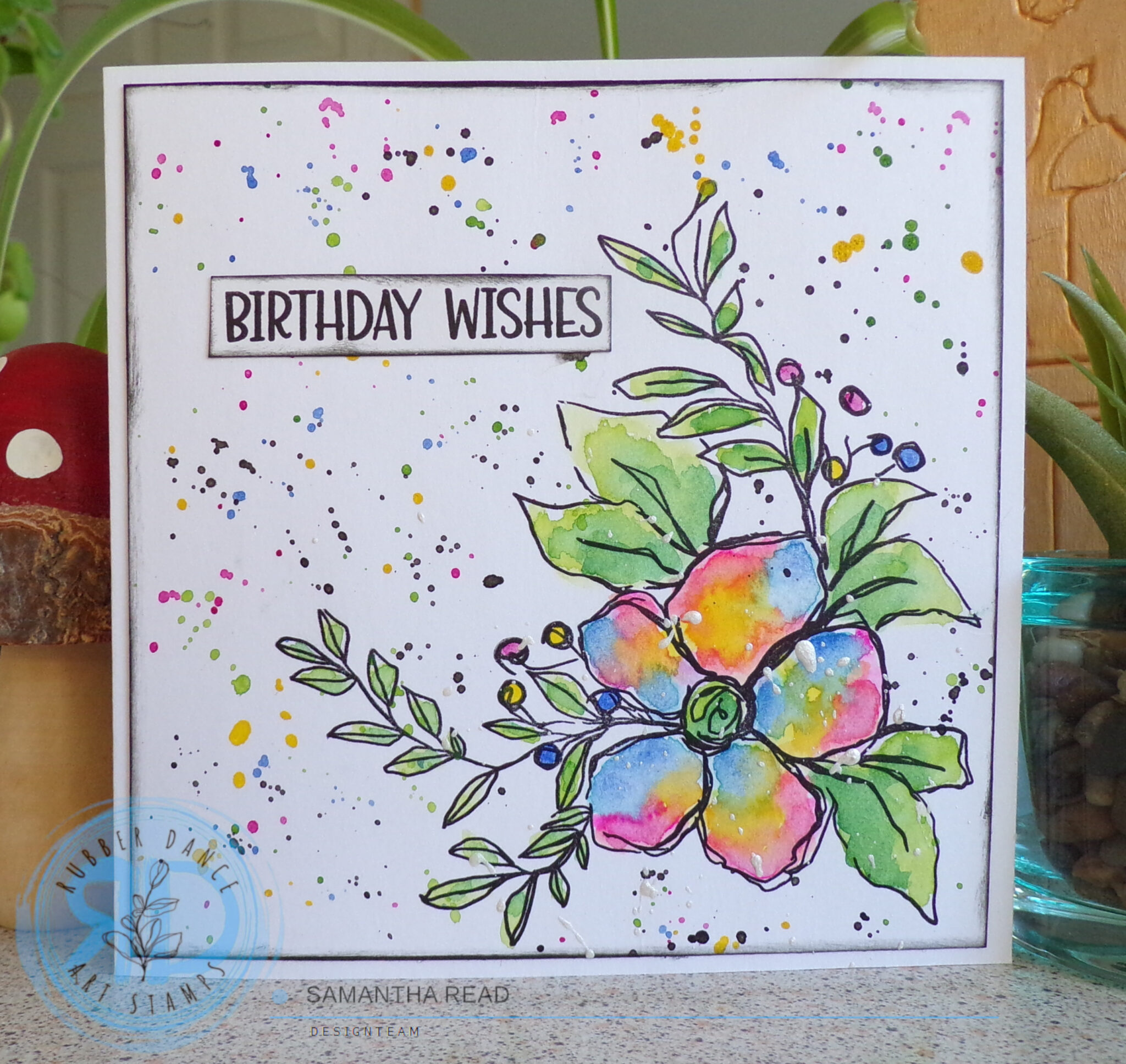 Birthday Wishes with Sketchy Flowers – Rubber Dance Art Stamps Blog