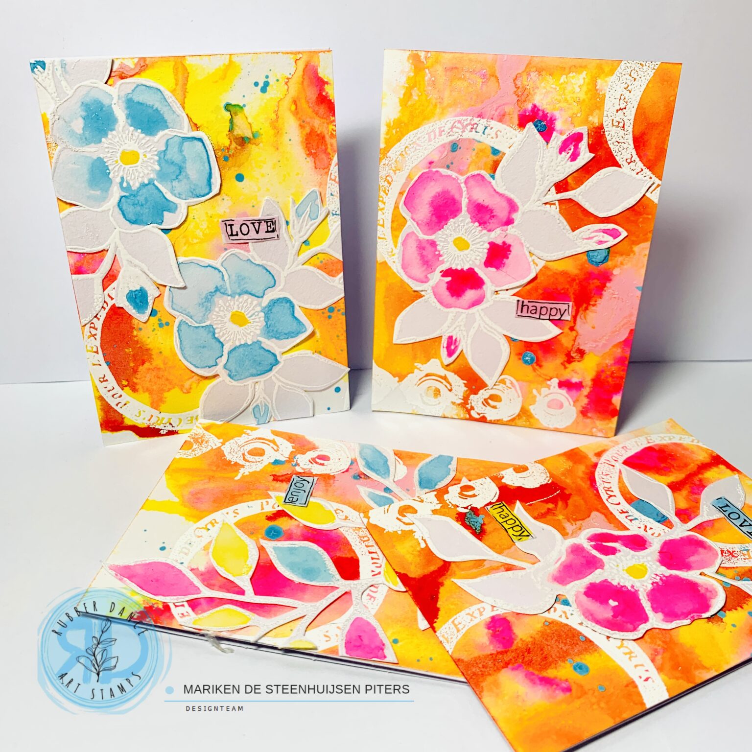 Mixed Media Cards with Inky Flowers – Rubber Dance Art Stamps Blog
