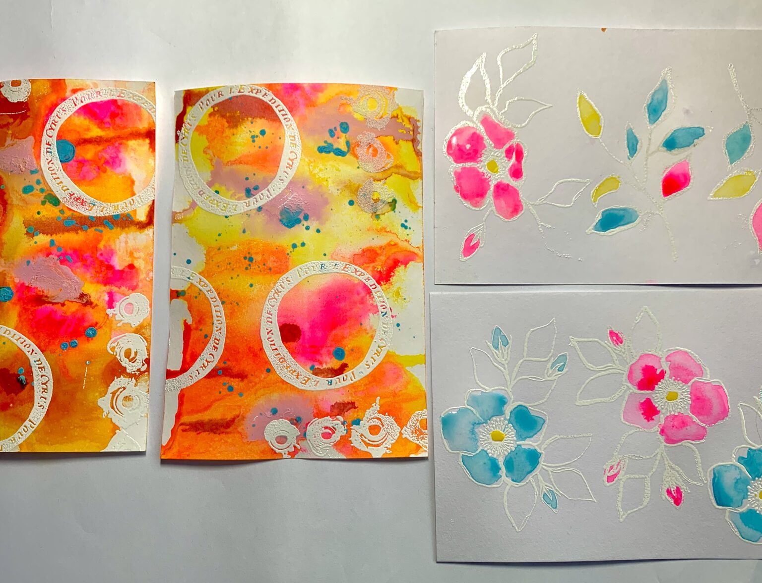 Mixed Media Cards with Inky Flowers – Rubber Dance Art Stamps Blog