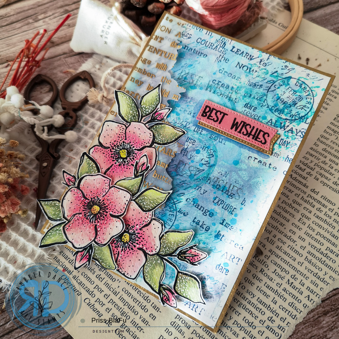 Mixed media card with Inky Flowers – Rubber Dance Art Stamps Blog