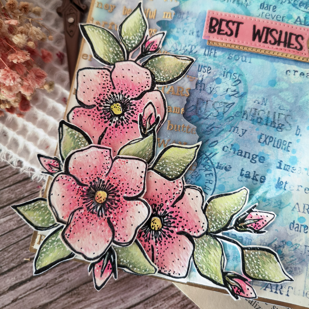 Mixed media card with Inky Flowers – Rubber Dance Art Stamps Blog