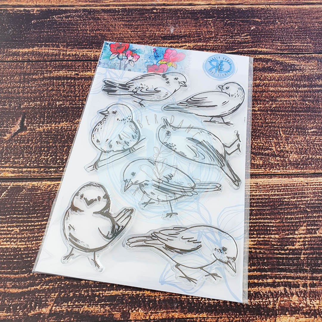 Collage Tag with Sketchy Birds 2 Rubber Dance Art Stamps Blog