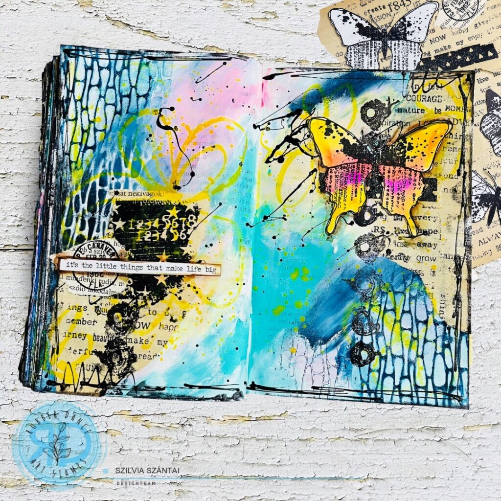 Art Journal Page with Grungy Butterflies, Mix it Up 2 and Tim Holtz