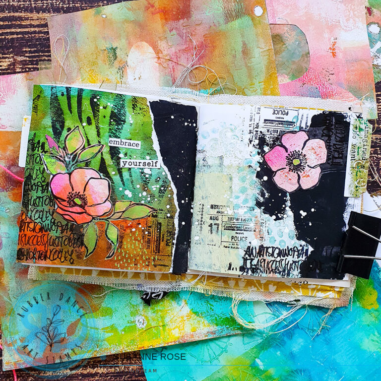 Art Journal Page with Inky Flowers – Rubber Dance Art Stamps Blog