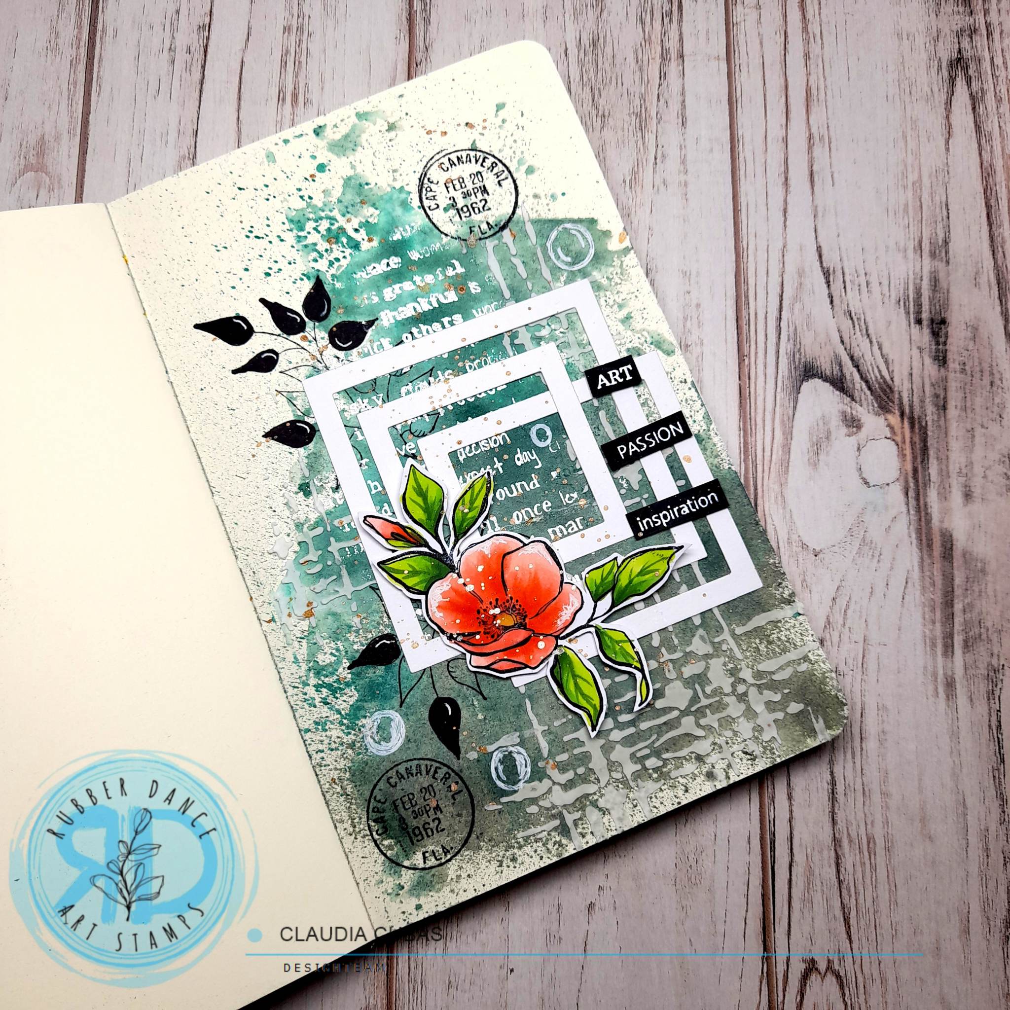 Art Journal Page with Inky Flowers – Rubber Dance Art Stamps Blog