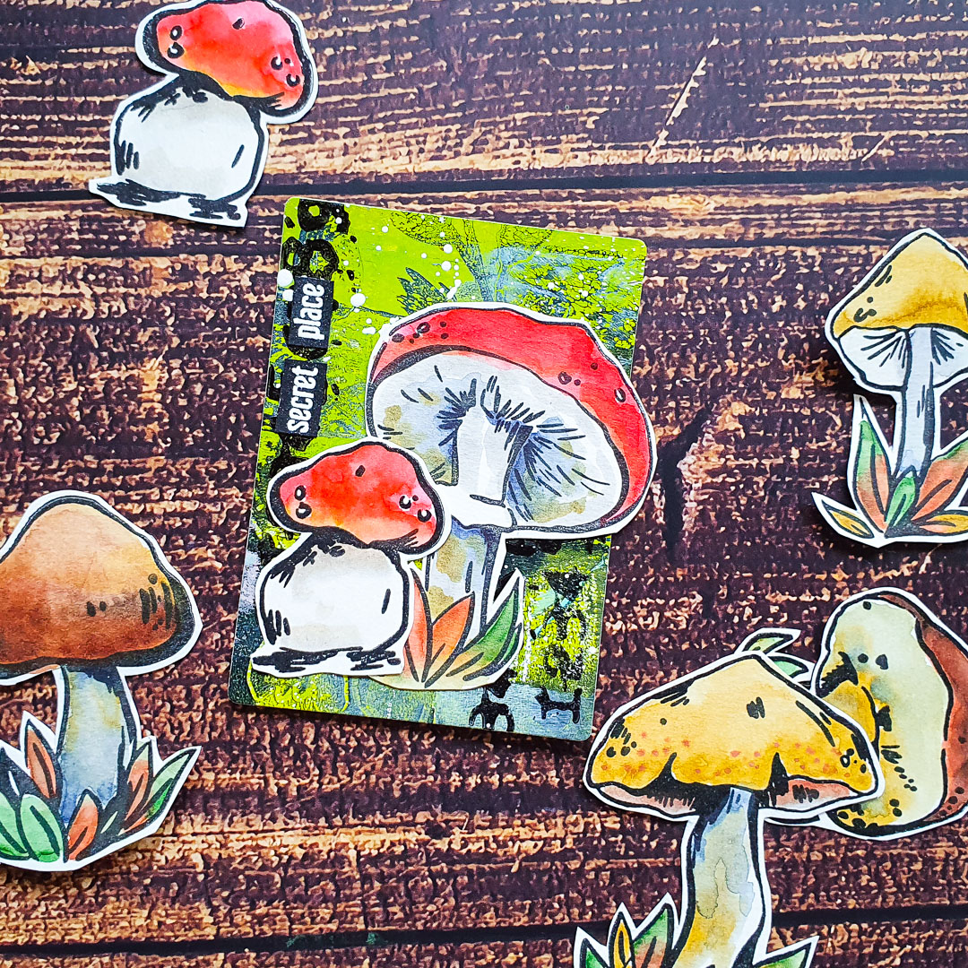 ATCs with our new Inky Mushrooms – Rubber Dance Art Stamps Blog