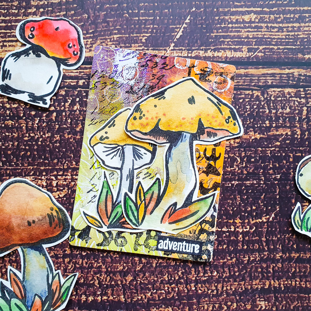 ATCs with our new Inky Mushrooms – Rubber Dance Art Stamps Blog
