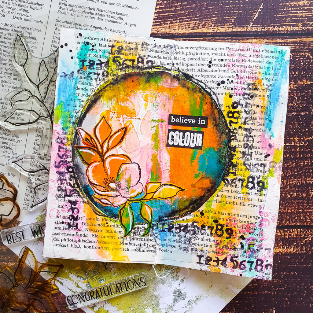 Art Journal Spread in my Mini Traveler’s Notebook Rubber Dance Art