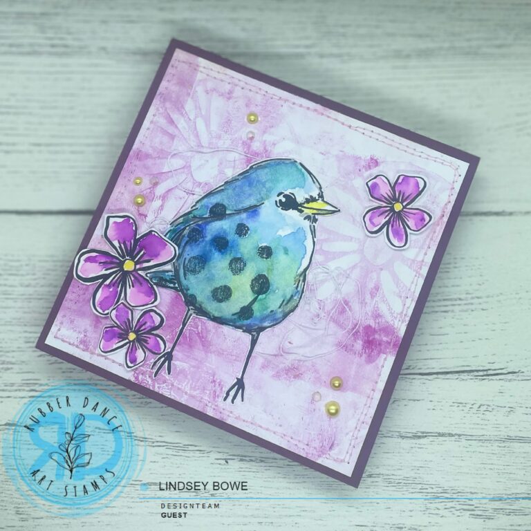 Sketchy Bird with Loose Florals – Rubber Dance Art Stamps Blog