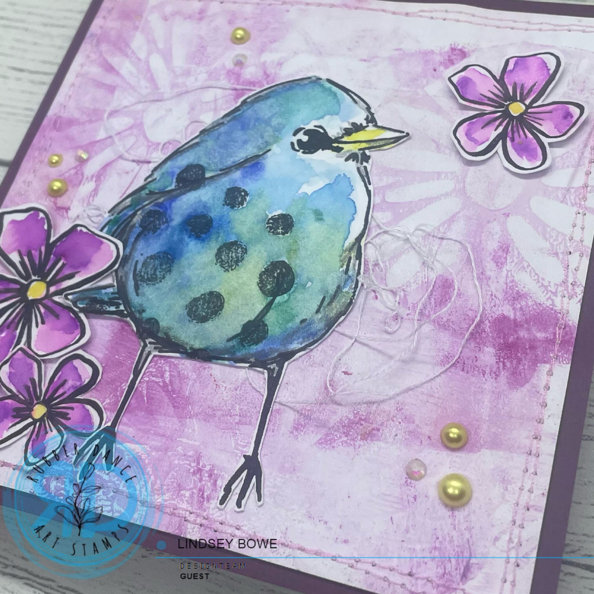 Sketchy Bird with Loose Florals – Rubber Dance Art Stamps Blog