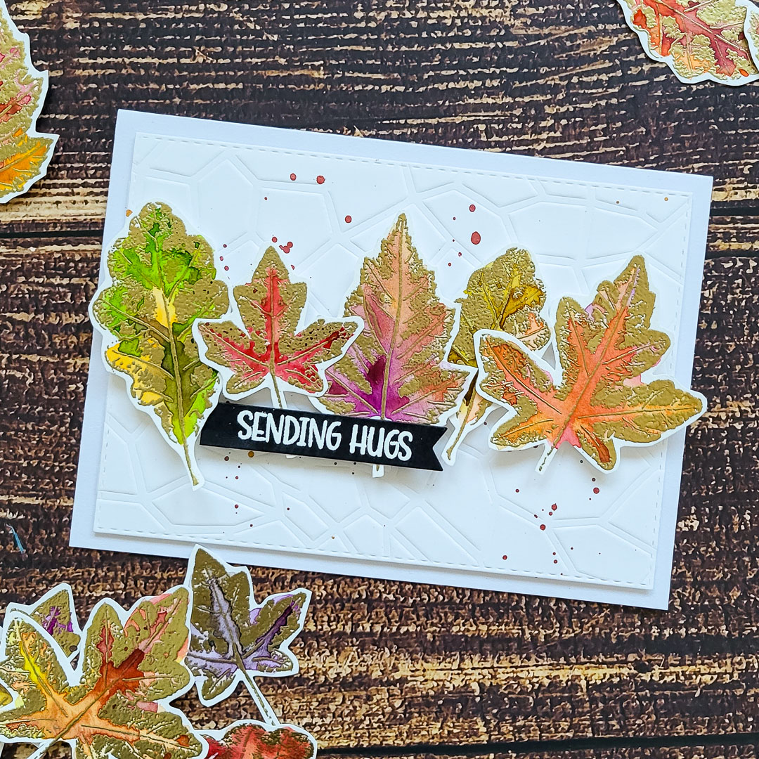 Greeting Card with Gold Embossed Autumn Leaves – Rubber Dance Art ...