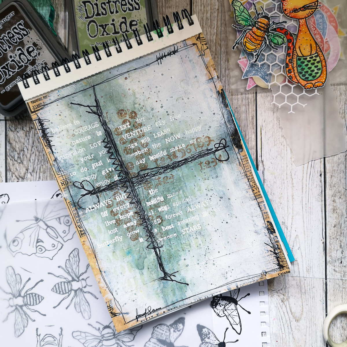 Art Journal Page Tutorial with Inky Friends – Rubber Dance Art Stamps Blog
