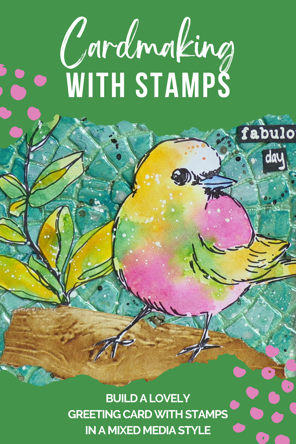 Mixed Media Greeting Card with Sketchy Stamps – Rubber Dance Art Stamps ...