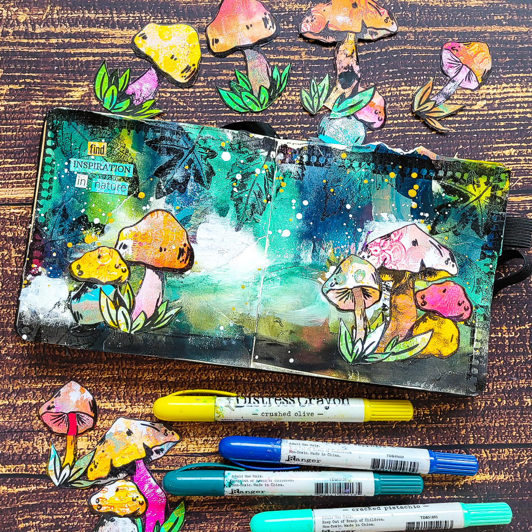 Atmospheric Art Journal Page with Inky Mushrooms – Rubber Dance Art ...