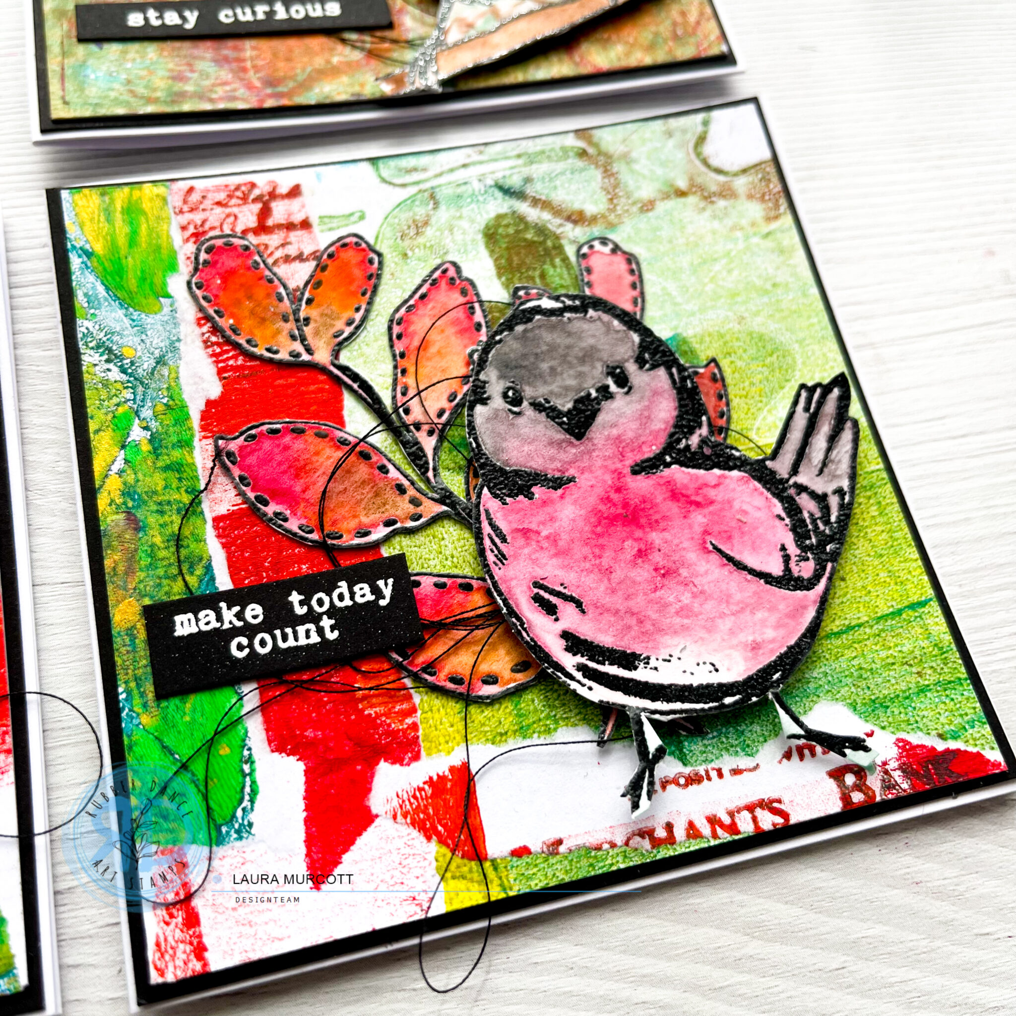 Set of Notelets using Sketchy Birds #2 and Gel Prints – Rubber Dance ...