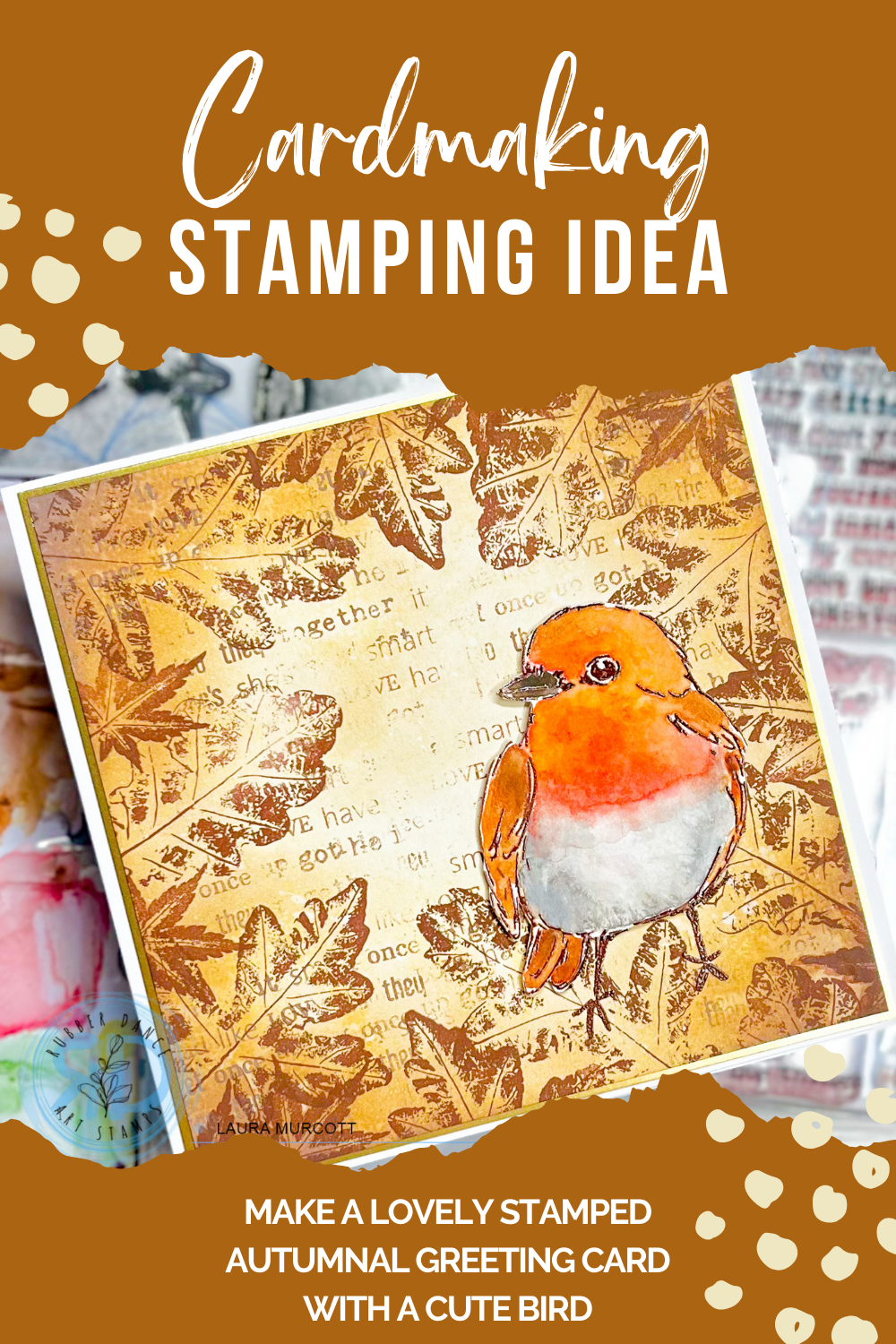 Greeting Card with Sketchy Birds and Autumn Leaves Stamps – Rubber ...