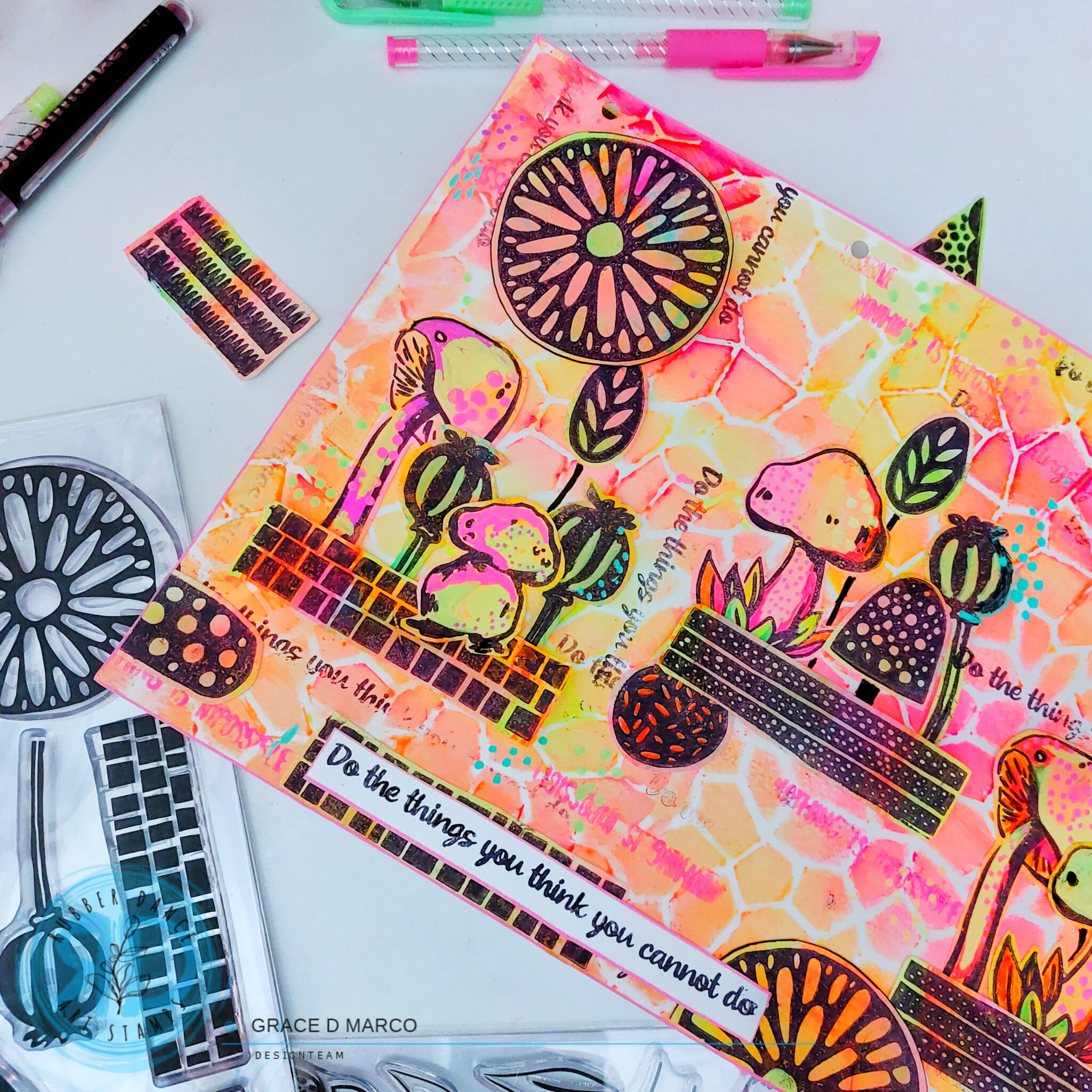 Whimsical Art Journal Page Tutorial – Rubber Dance Art Stamps Blog