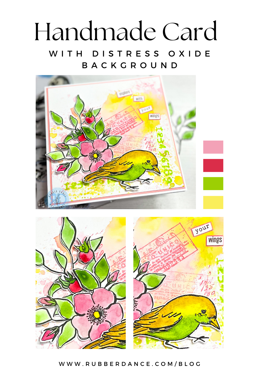 Mixed Media Card with Distress Oxide Background and Sketchy Birds ...