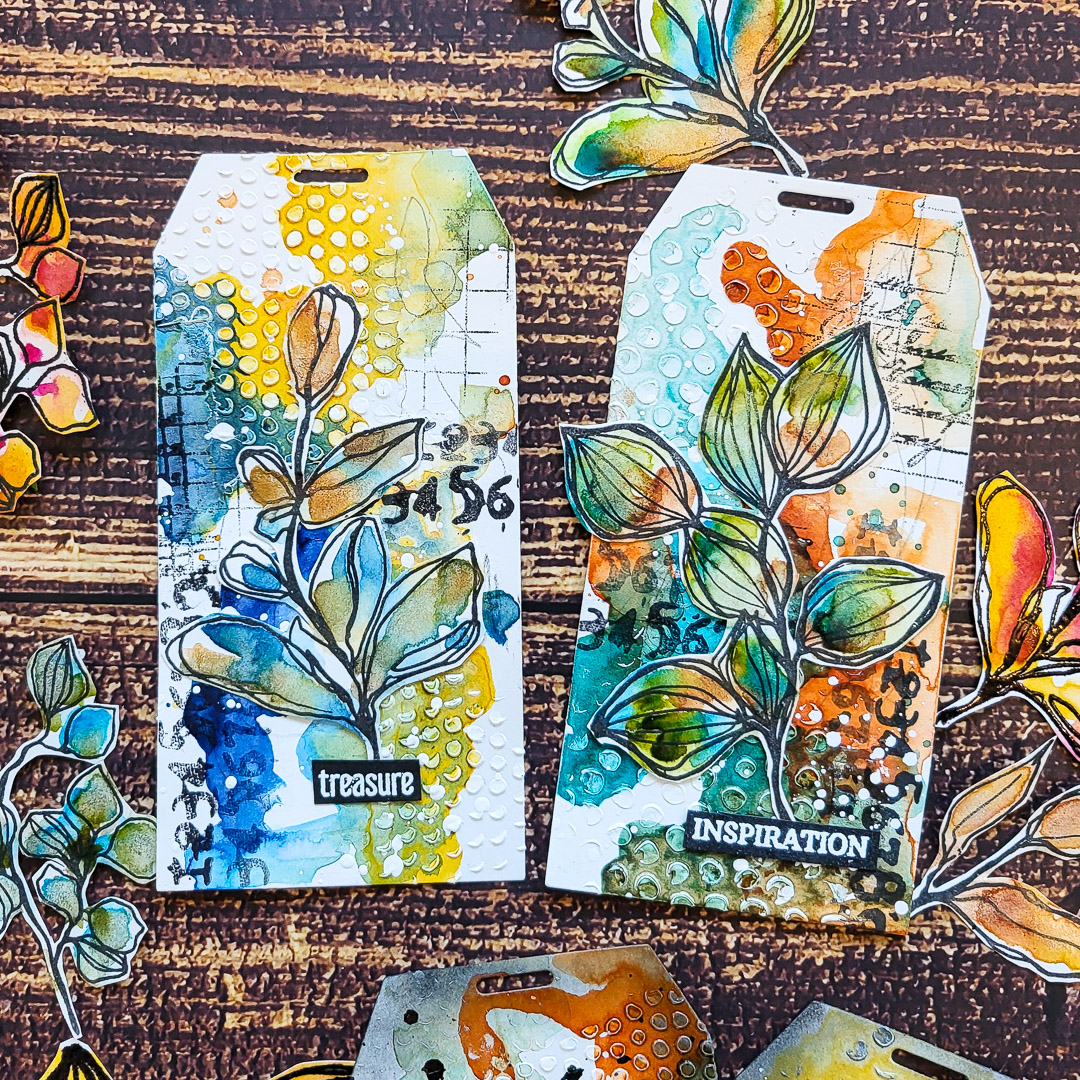 Mixed Media Tags with Acrylic Inks and Botanical Collage Fodder ...