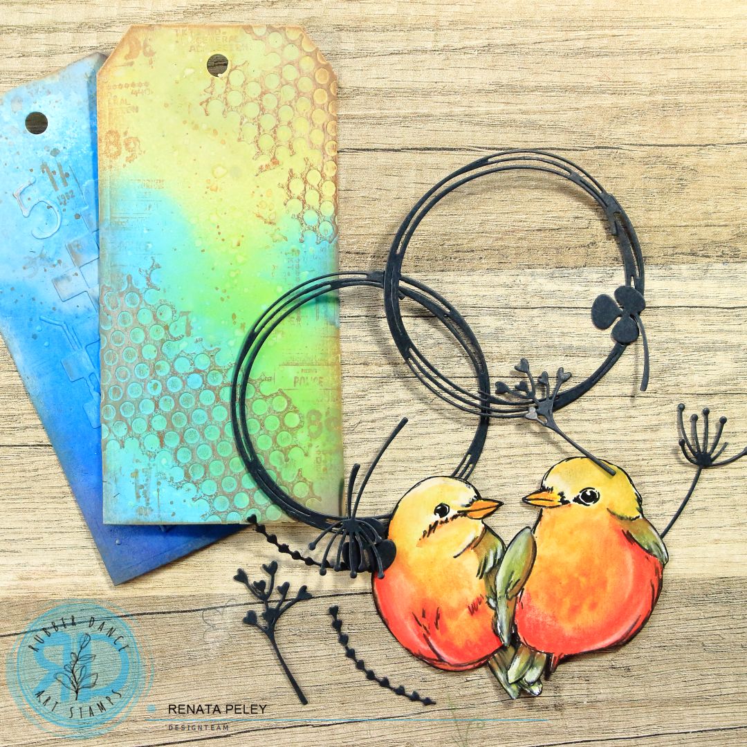 Mixed Media Tags with Sketchy Birds and Distress Oxide Sprays – Rubber ...