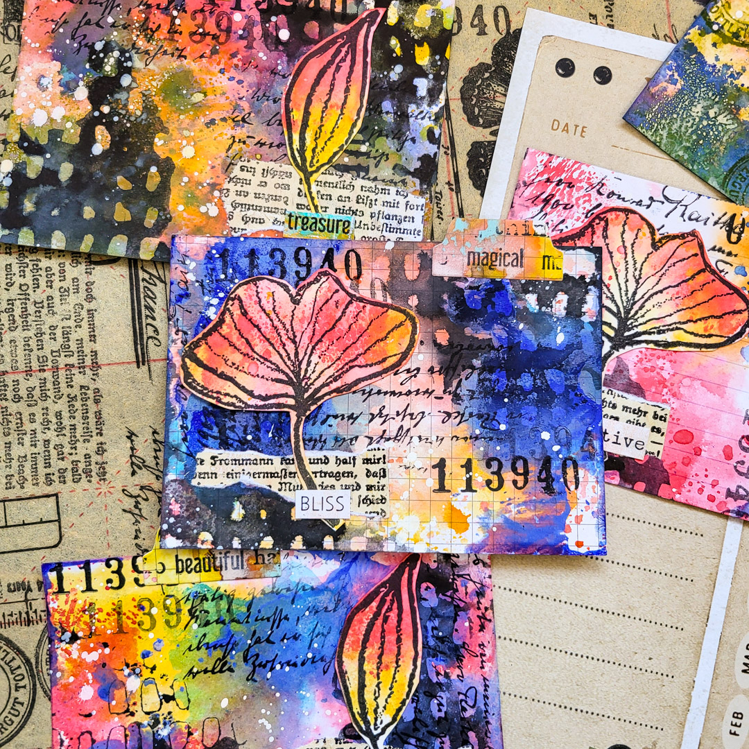 Altered Index Cards with Distress Inks and Pencil Marks 5 – Rubber ...
