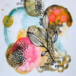Abstract Watercolor Art Journal Page with Collage Leaves 3 rdblog-157