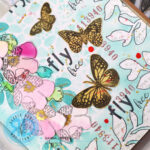 "Fly free" Art journal page with Distress Oxide Inks SannaLippert_flyfreeAJ_detail2_IG