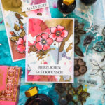 Birthday Card with Inky Background and Inky Flowers RDBlog-18-3