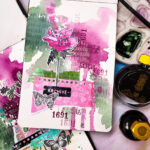 Inky Art Journal Page with Texture Paste and Doodle Flowers 2 230526-3