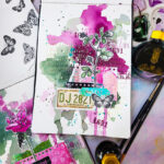 Inky Art Journal Page with Texture Paste and Collage Leaves 3 RD130526-3